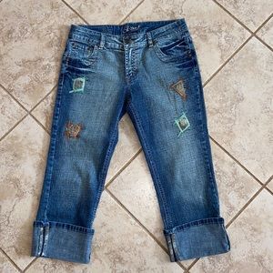 J Star Distressed Rolled Cuff Cropped Jeans